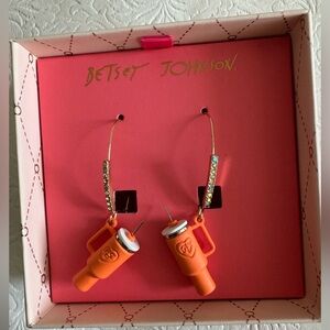 Betsey Johnson Crystal Stanley Cup Dangle Drop Earrings